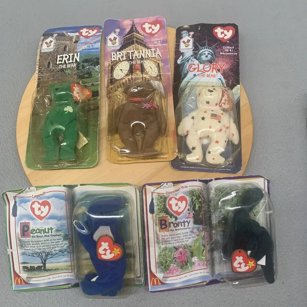 McDonalds TY Beanie Babies Lot of 5-Bronty Erin Glory Peanut Britannia Sealed